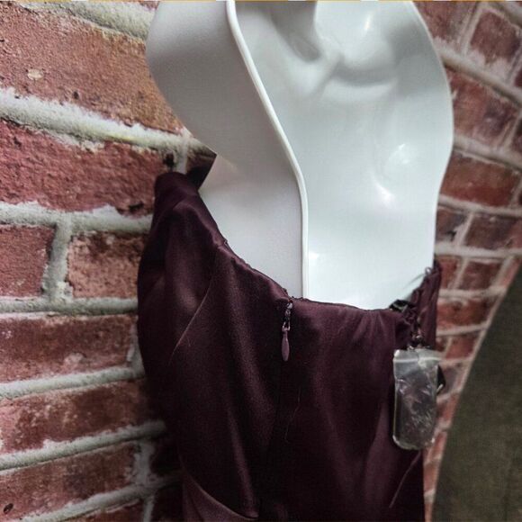 Express Purple Strapless Cocktail Dress Size 8 Satin Ruched Party Mini Formal - Picture 3 of 7